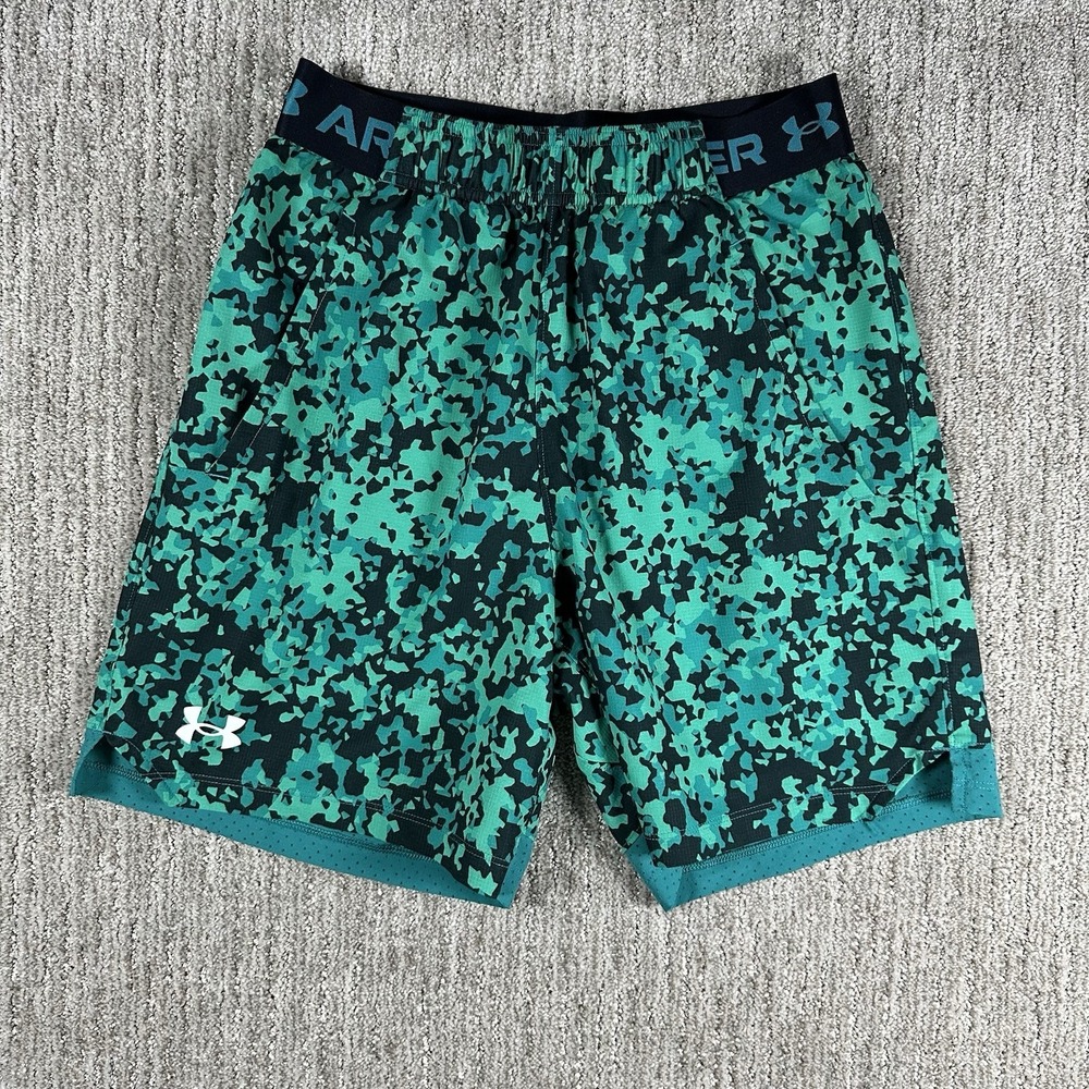 Under Armour UA Athletic Shorts Men's Small‎ Green Camo Stretch Gym Running